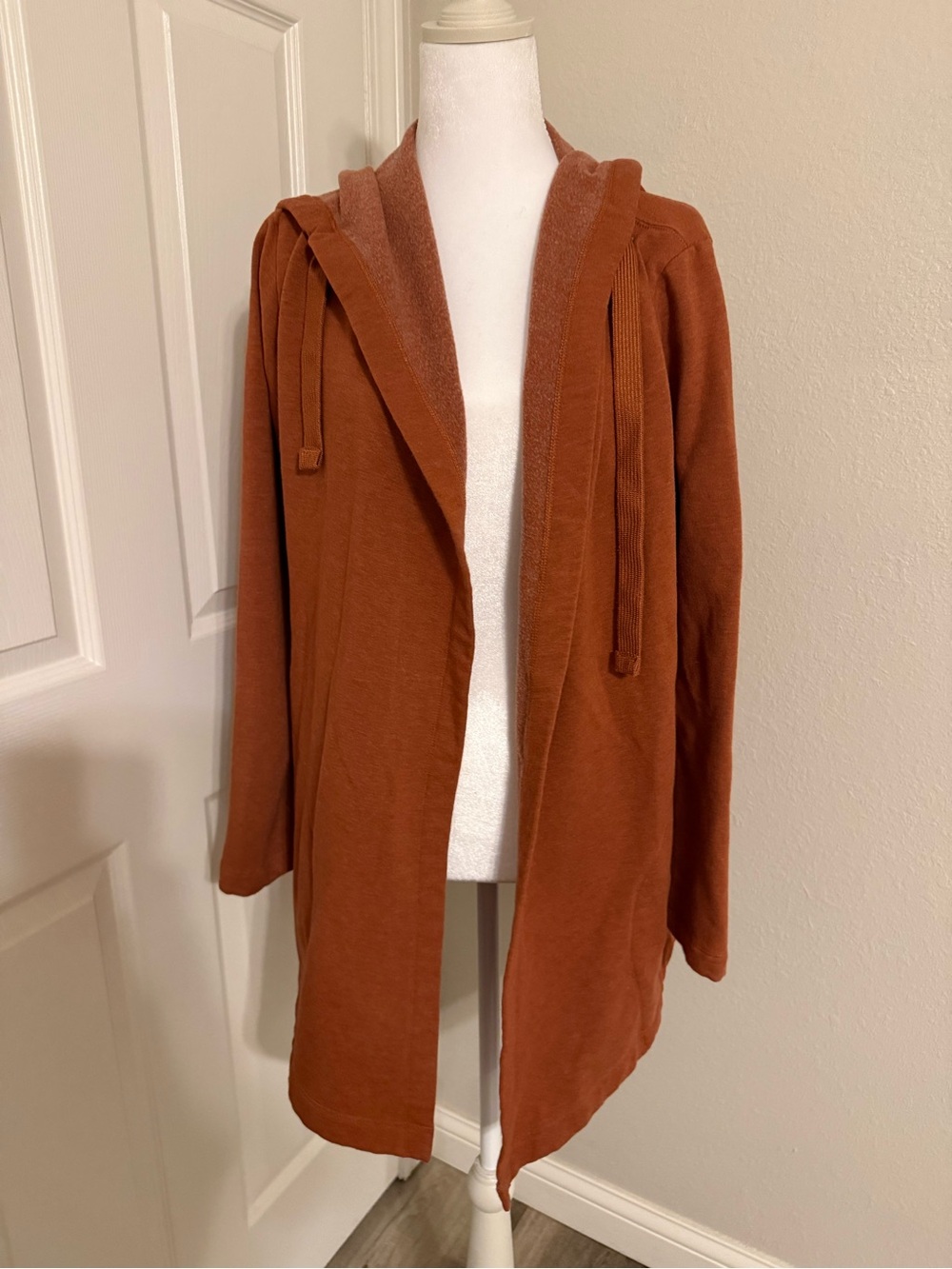 Eddie Bauer Rust Hooded Open-Front Cardigan Jacket